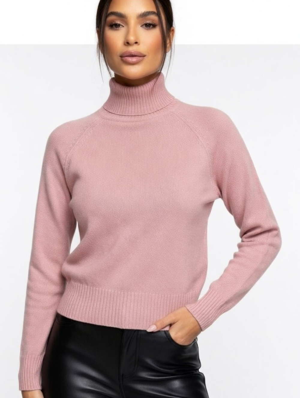 NWT JEANNE PIERRE Soft Pink Turtleneck Sweater ( SIZE:L)